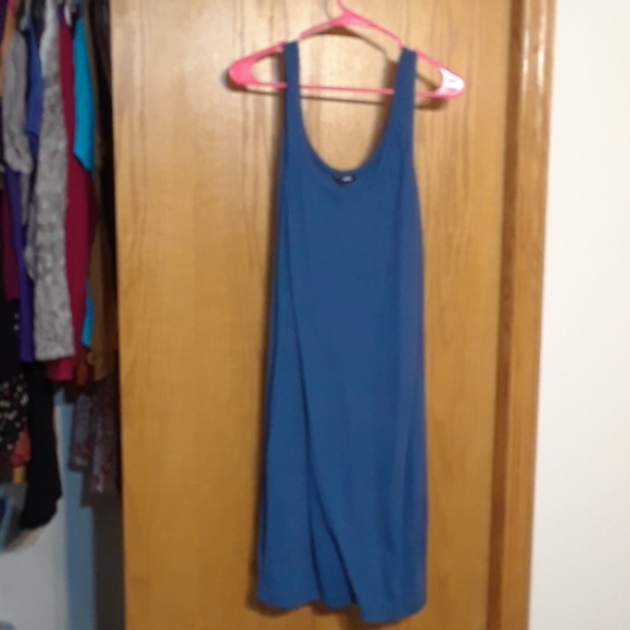 blue ribbed bodycon dress